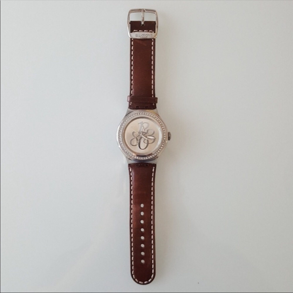 SWATCH IRONY Unisex brown leather watch